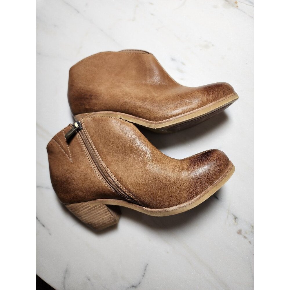 Antelope Brown Stacked Heel Ankle Booties